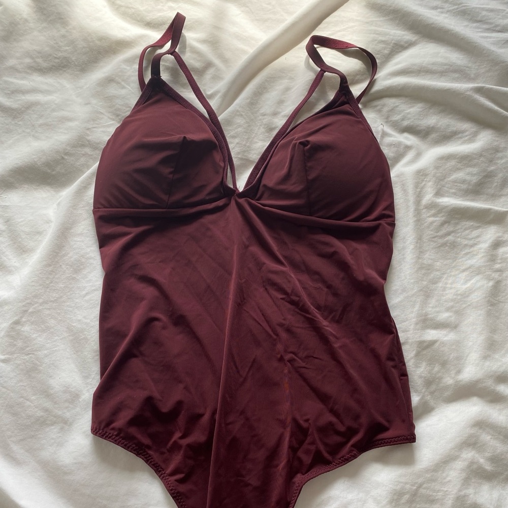 Maroon thong bodysuit Size: Medium